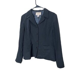 Pat Argenti Black Silk Blazer Jacket‎ Women's Size 14